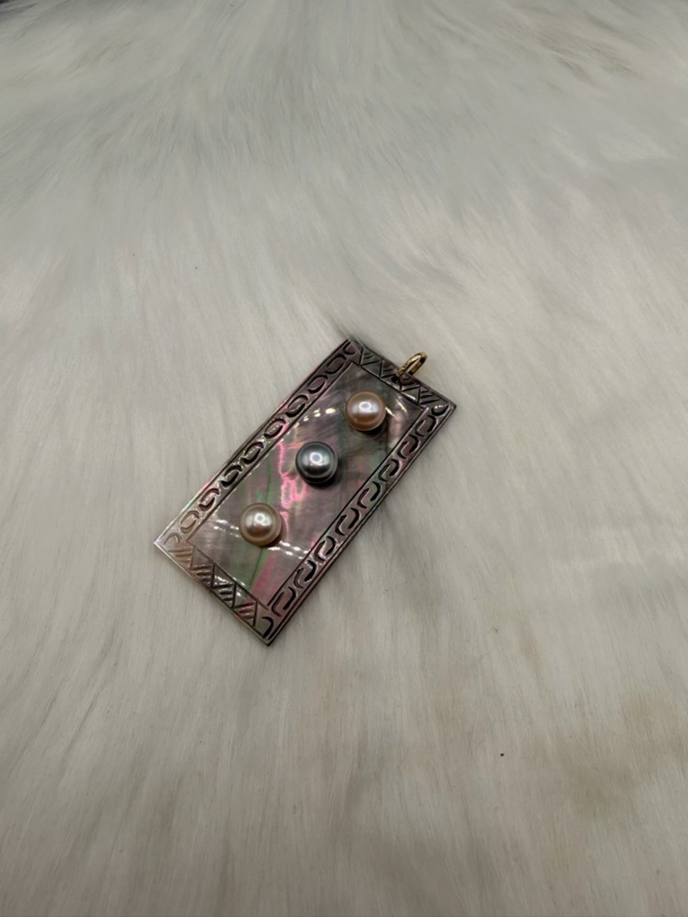 14k Yellow Gold Abalone Shell & Freshwater Pearl Pendant